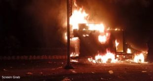 PTI container at fire in islamabad