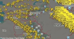 dense air traffic congestion over Pakistan and Afghanistan airspace