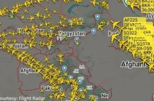 dense air traffic congestion over Pakistan and Afghanistan airspace
