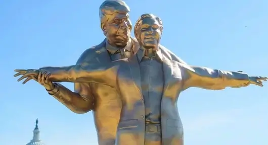 Controversial statue of Jeffrey Epstein and Donald Trump in Titanic pose