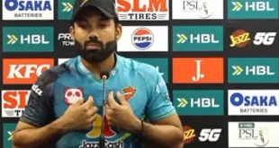Rawalpindi captain Mohammad Rizwan looks dejected during post-match press conference after team's seventh consecutive PSL 11 defeat