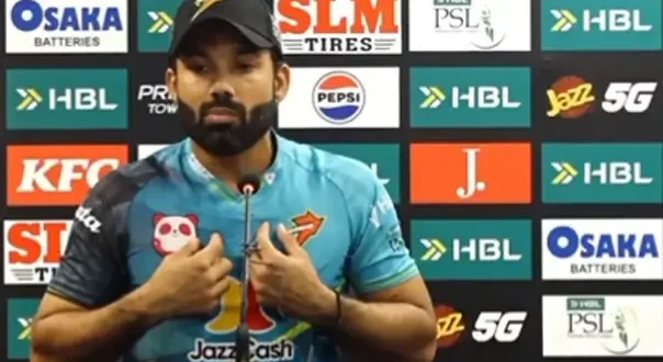 Rawalpindi captain Mohammad Rizwan looks dejected during post-match press conference after team's seventh consecutive PSL 11 defeat