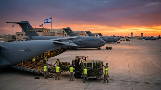 US military cargo planes carrying military equipment to Israel as part of renewed strikes on Iran