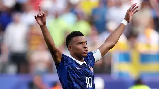 Kylian Mbappe celebrates scoring his 18th World Cup goal for France against Sweden in the 2026 FIFA World Cup