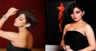 Alizay Shah in black strap less gown