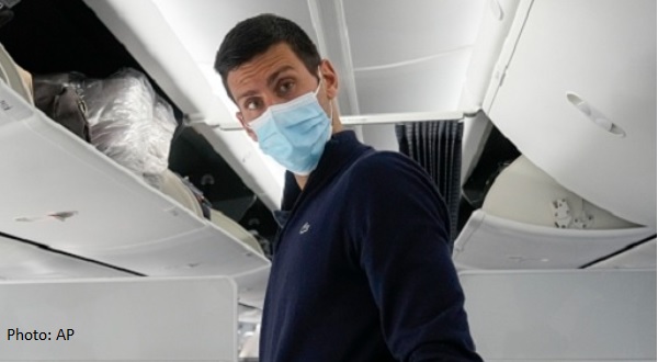 Novak Djokovic gest warn welcome back home